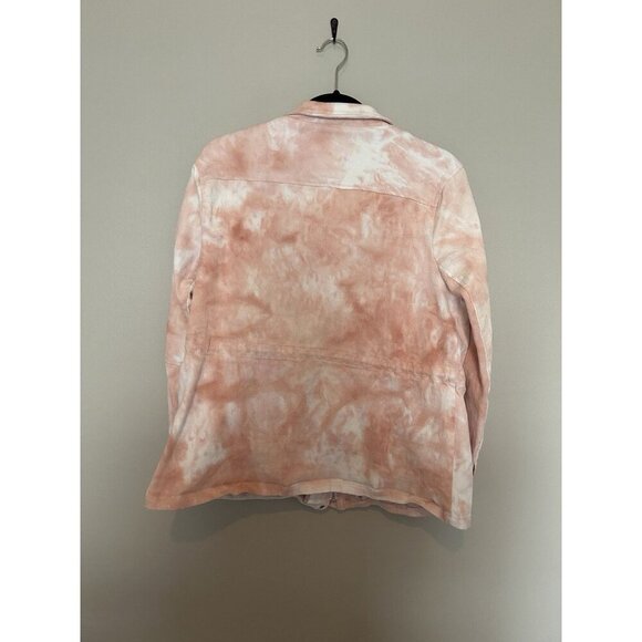 Eden Society Women XL Blush Pink Tie Dye Full Zip Cargo Military Jacket Cotton - Picture 8 of 11